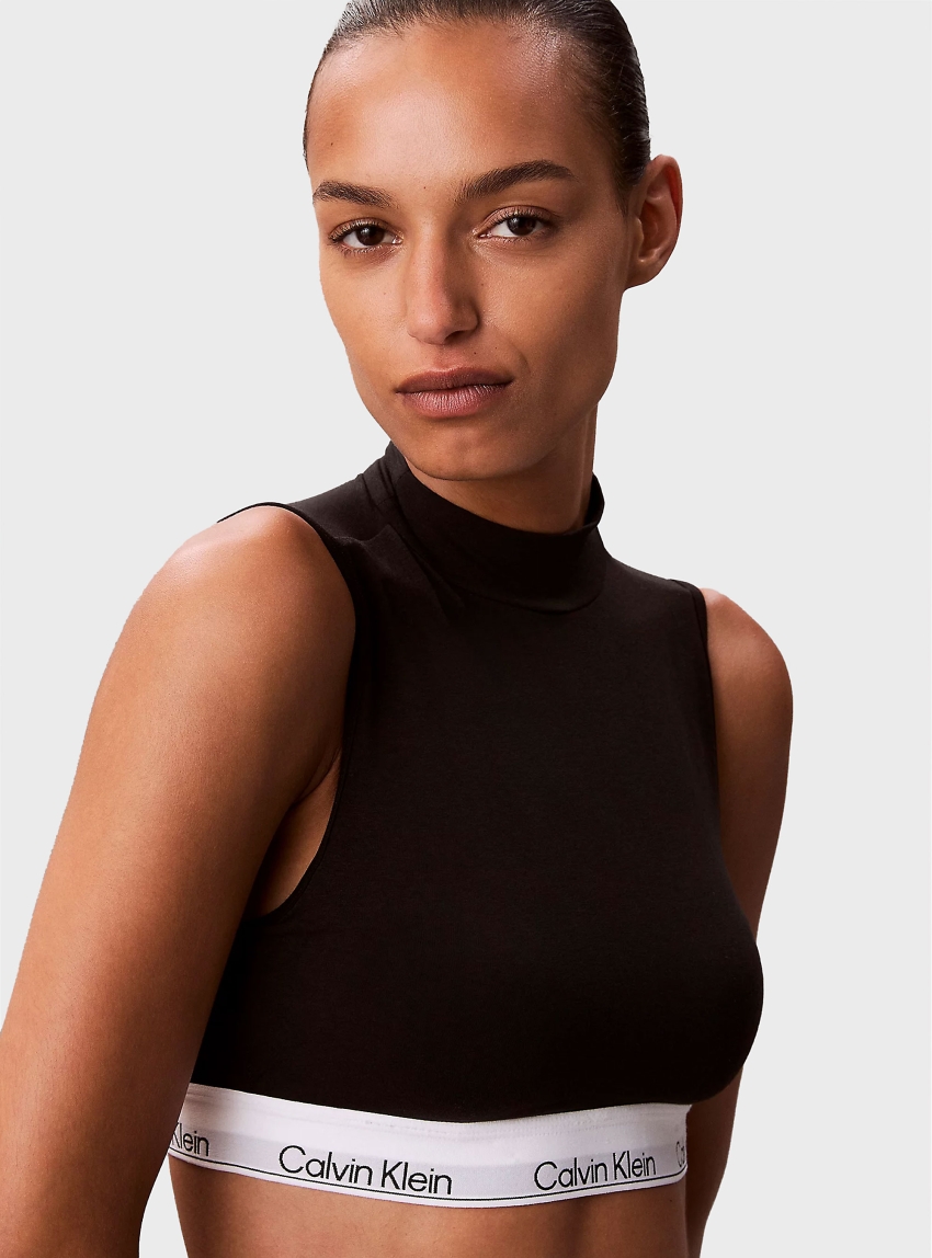 Calvin Klein Lightly Lined Mockneck Bralett - Black