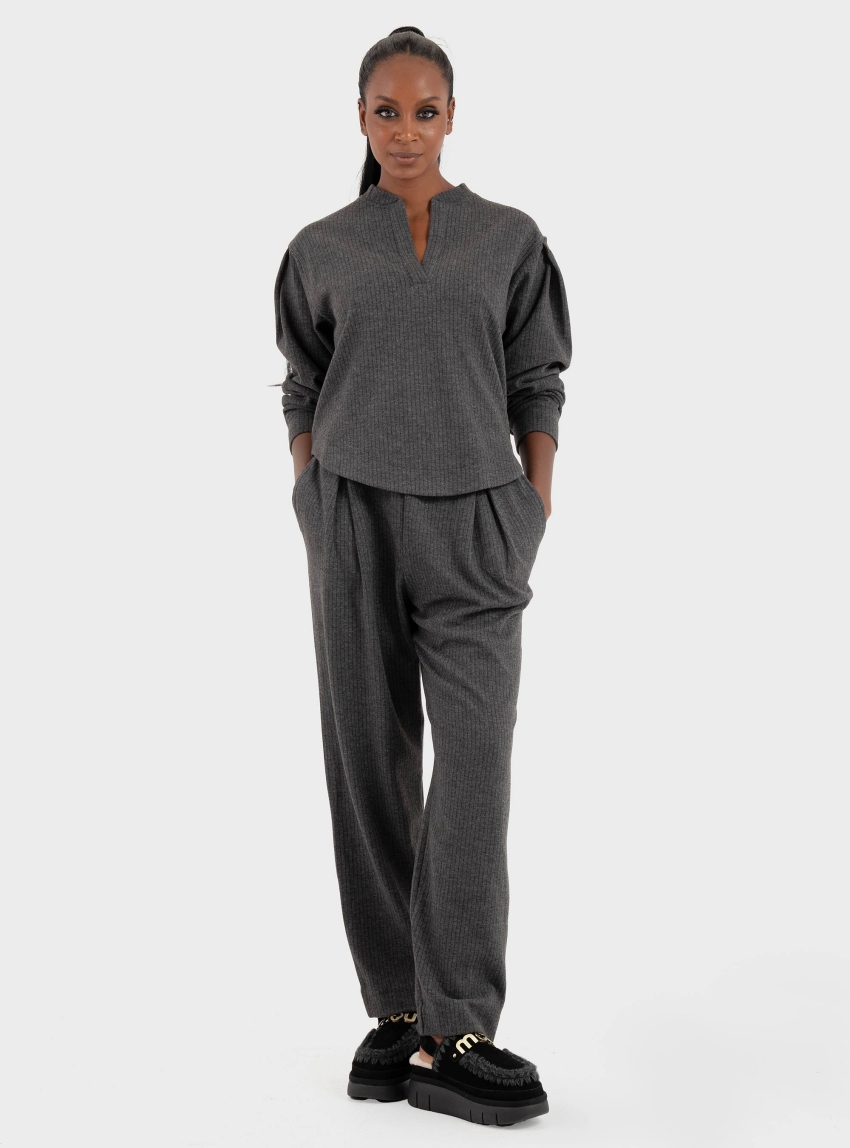 Deha Pinstripe Trousers - Grey