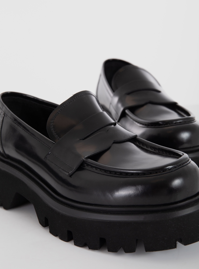 Per La Moda Penny Loafers - Black