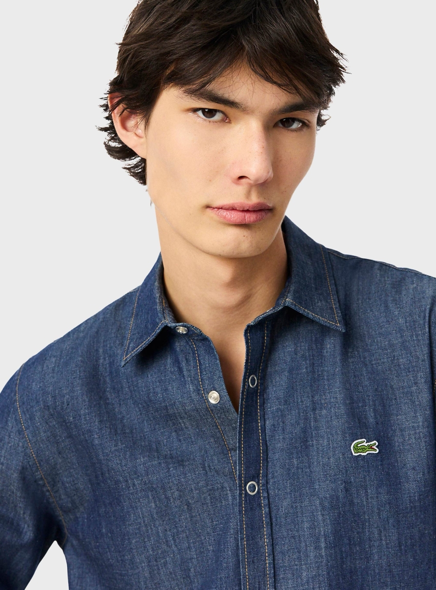 Lacoste Regular Fit Lightweight Denim Shirt - Medium Aged Denim