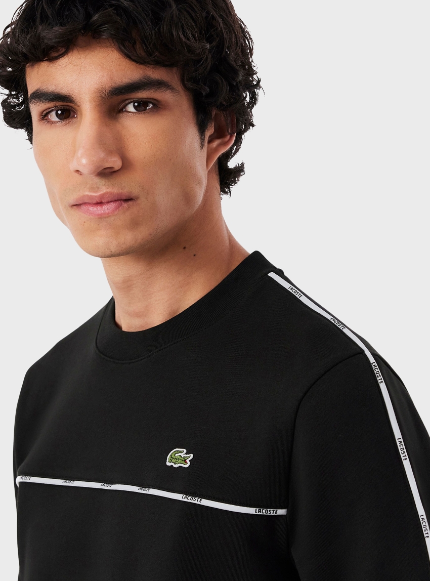 Lacoste Logo Trim Fleece Sweatshirt - Black