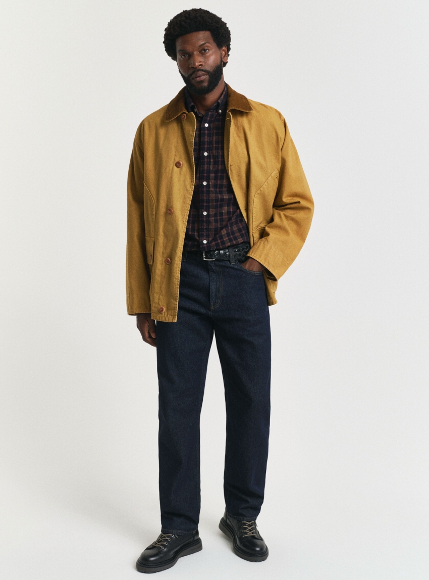 Gant Regular Fit Checked Corduroy Shirt - Dark Blue