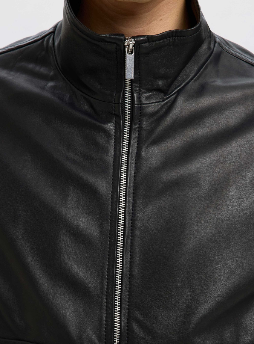 Slhjosef Leather Bomber - Black