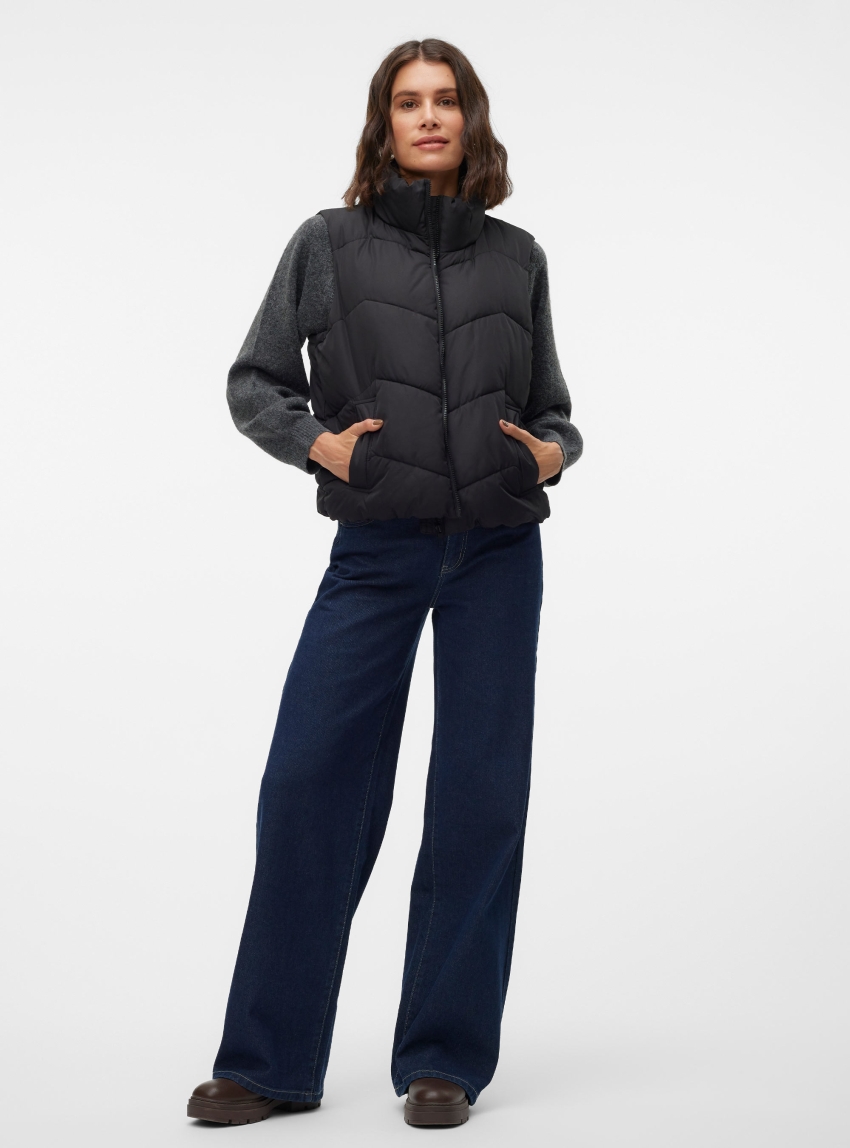 Vero Moda Ligaeva Short Waistcoat - Black