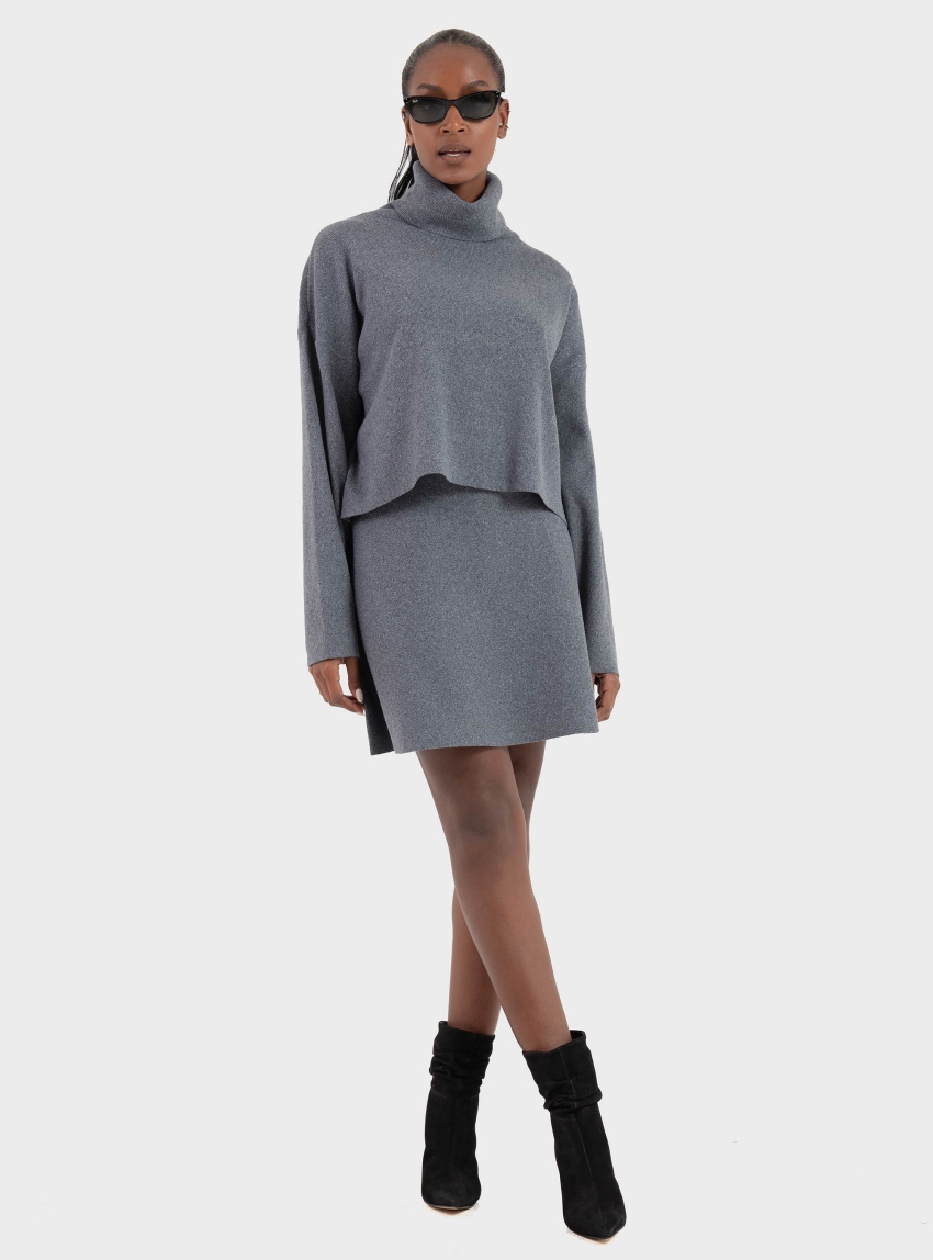 Only Ama Rib Rollneck Knit - Medium Grey Melange