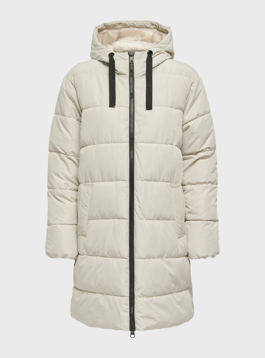 Only Clair Puffer Hood Coat - Pumice Stone
