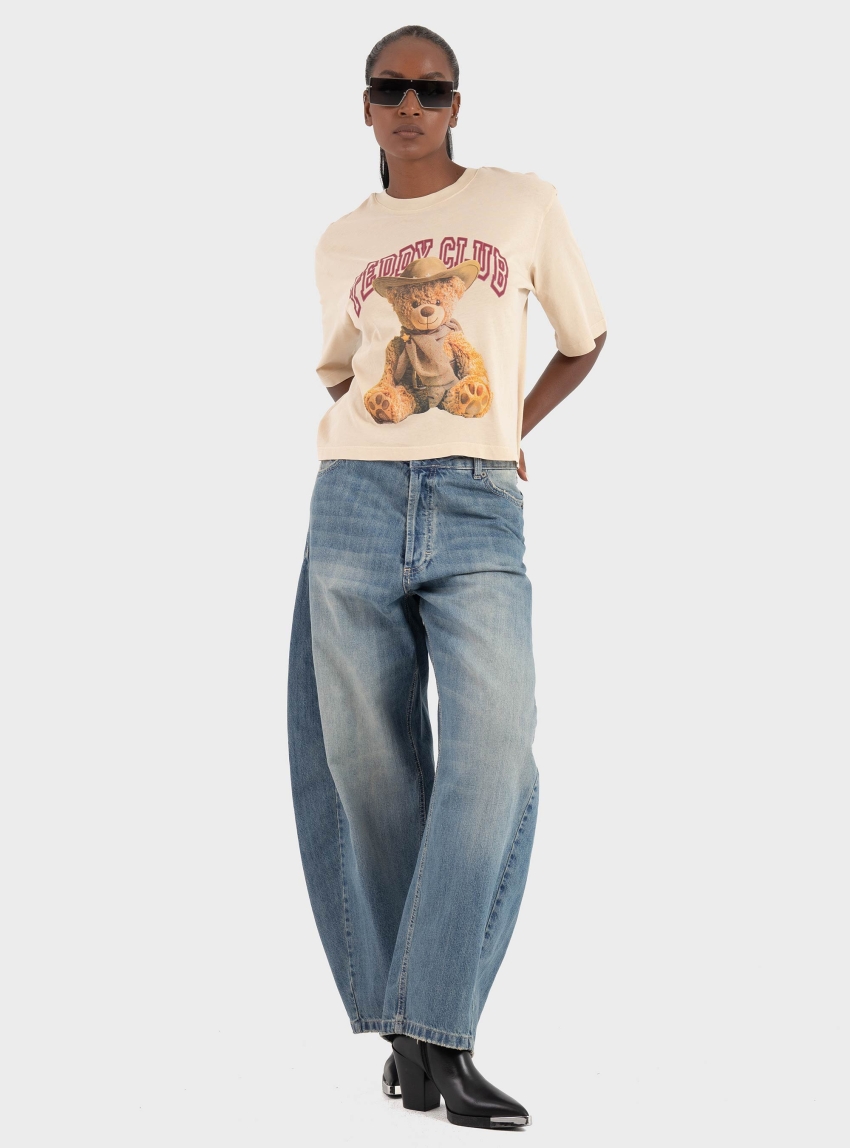 Only Jdy Carla Washed Print Top - Cream