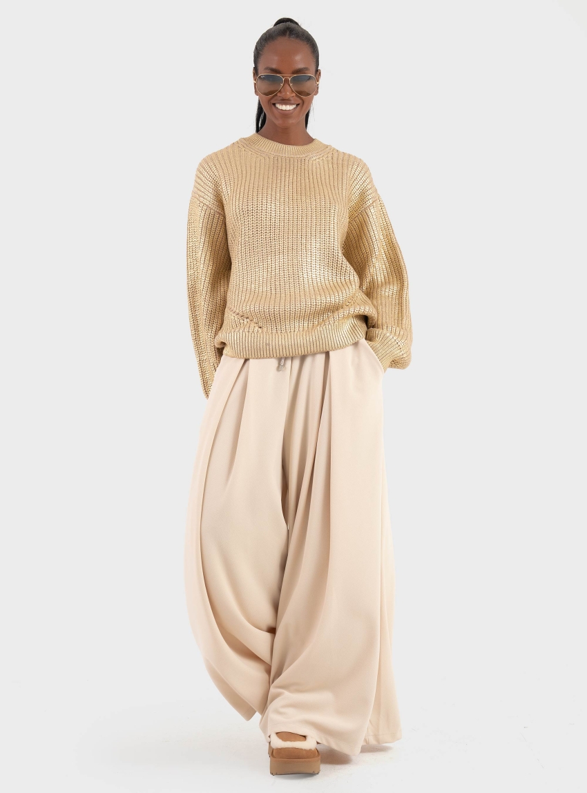 Only Kama Foil Rib Pullover - Gold