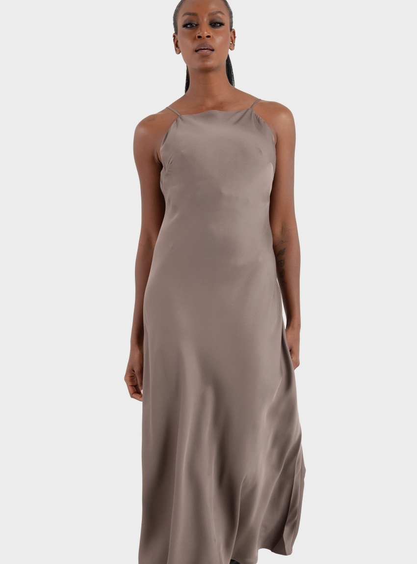 Ioanna Kourbela 'Sleekness' Midi Sleeveless Dress - Grey