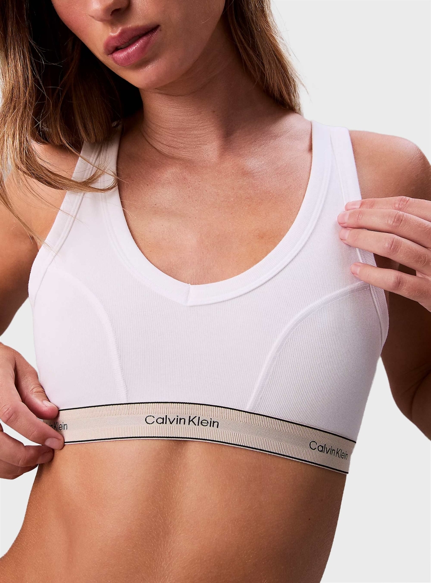 Calvin Klein Lightly Lined Traingle Bralett - Heritage Cotton - White