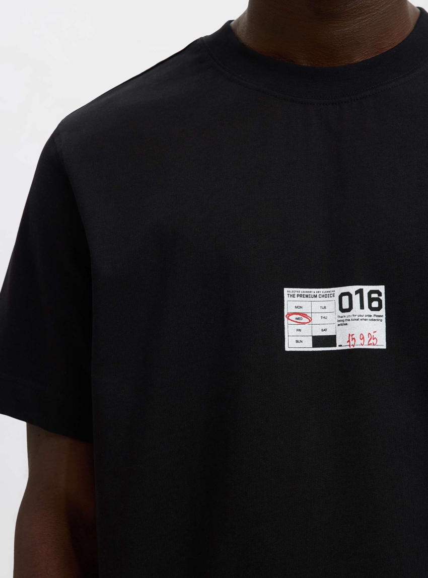 Selected George Graph Ss O-Neck Tee - Black