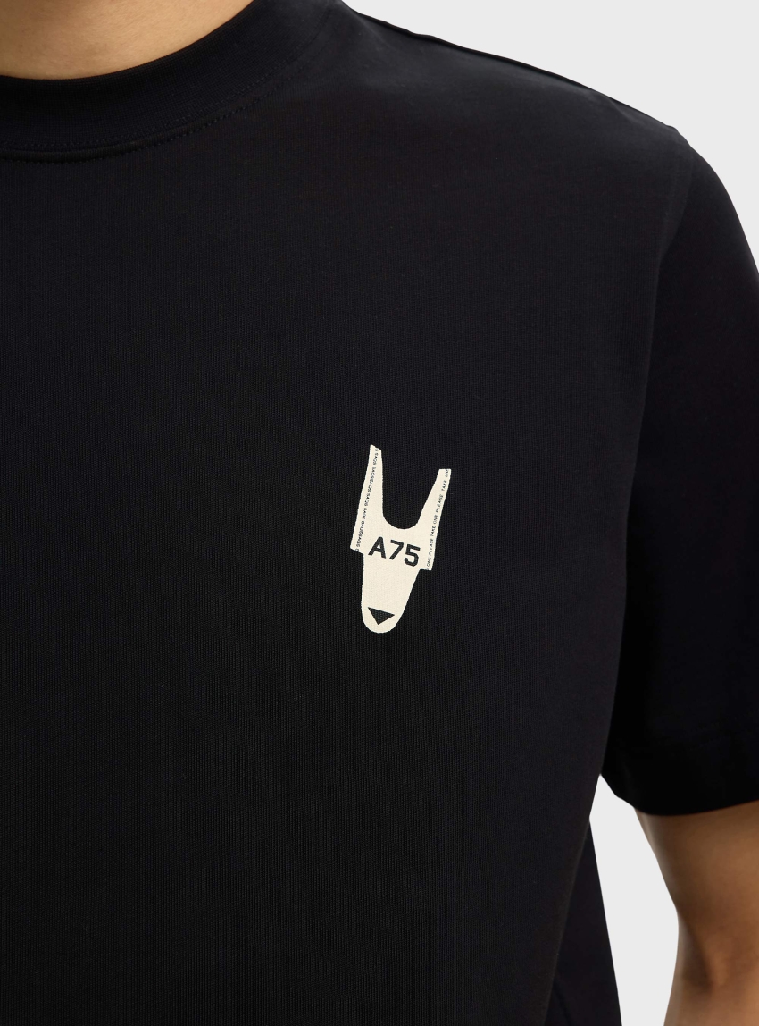 Selected George Graph Ss O-Neck Tee - Jet Black