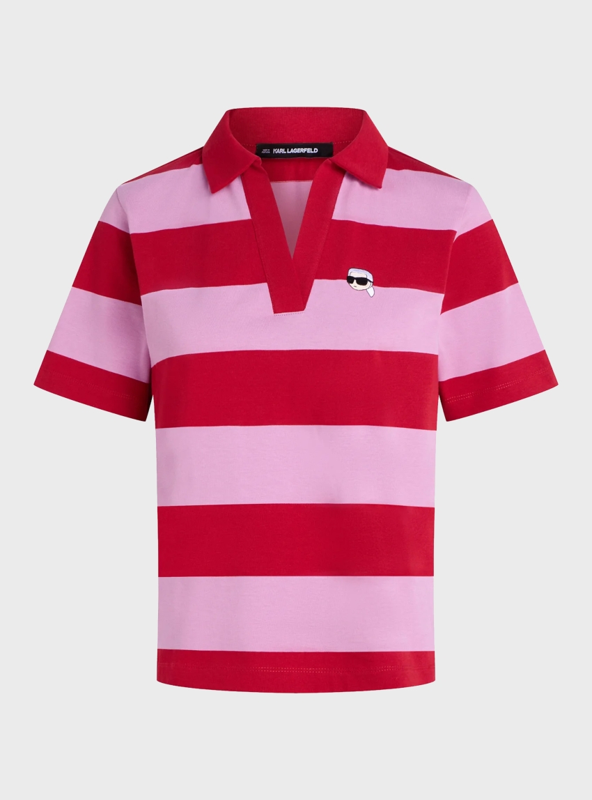 Karl Lagerfeld Ikon Stripe Polo Shirt - Red