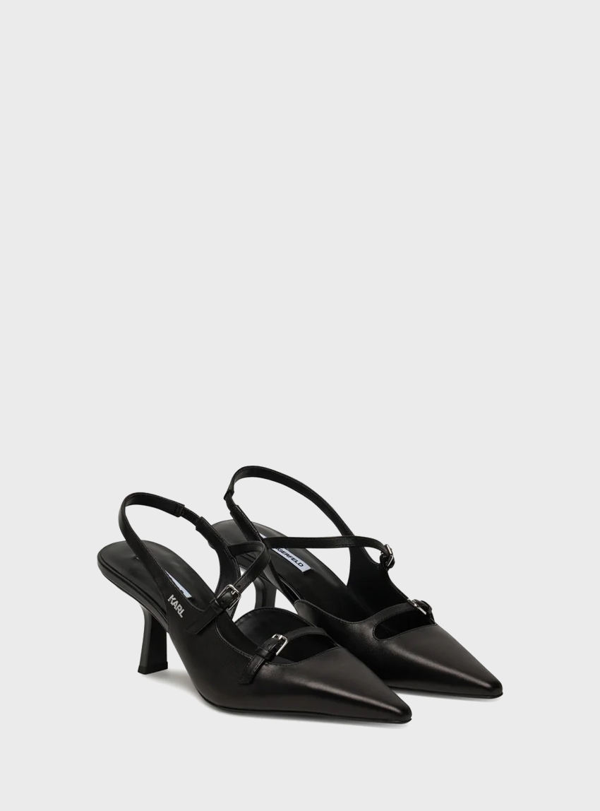 Karl Lagerfeld Karmel Strap Slingbacks - Black