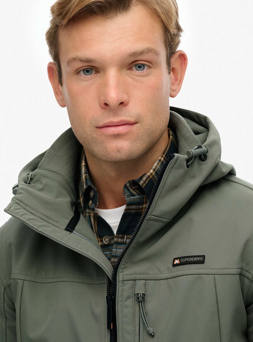 Superdry Hooded Soft Shell Trekker Jacket - Dark Olive Green