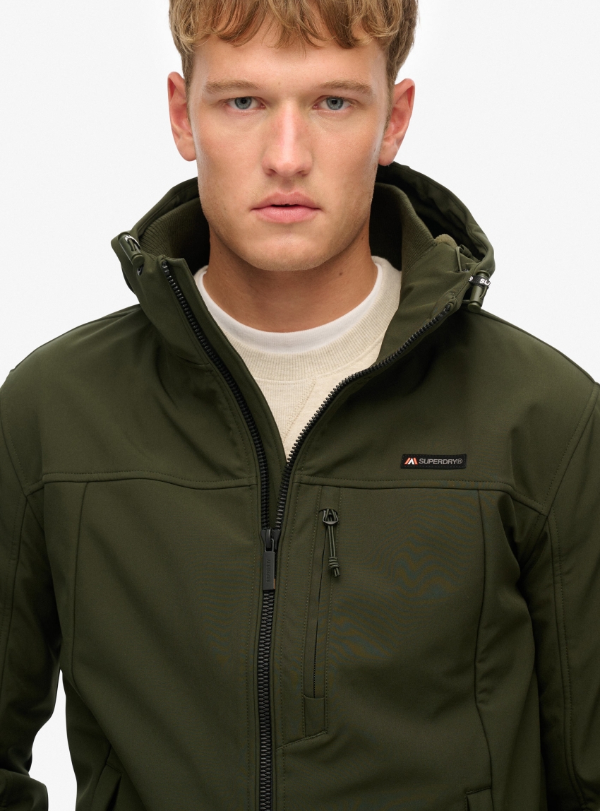 Superdry Hooded Soft Shell Trekker Jacket - Dark Olive Green
