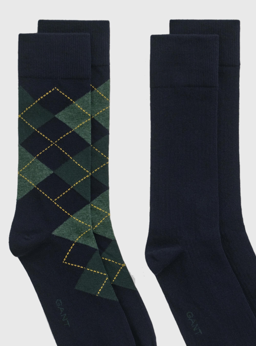 Gant 3-Pack Argyle & Striped Socks - Blue