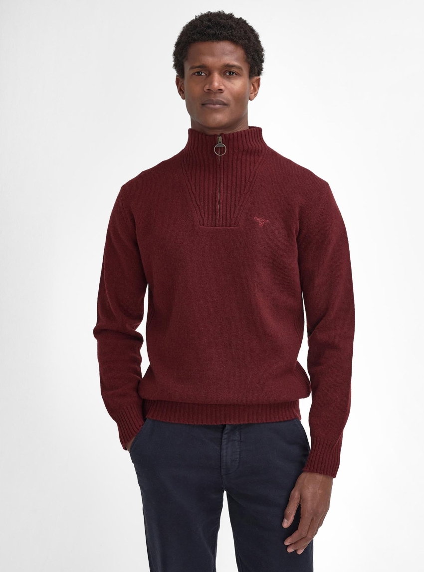 Barbour Essential Half-Zip Jumper - Bordeaux