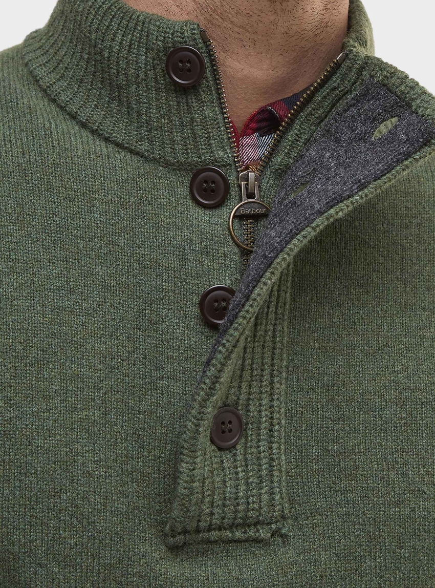 Barbour Essential Elbow Patch Jumper - Olive 