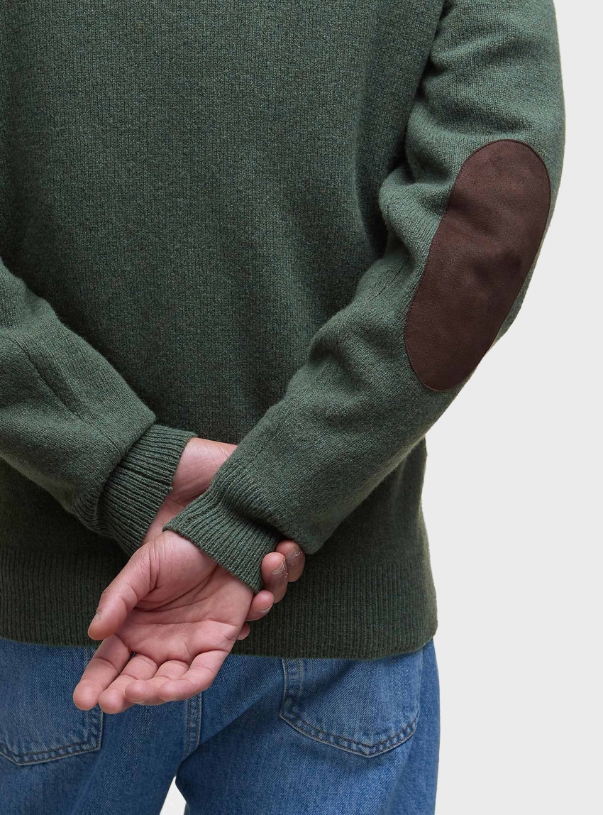 Barbour Essential Elbow-Patch Cardigan - Olive 