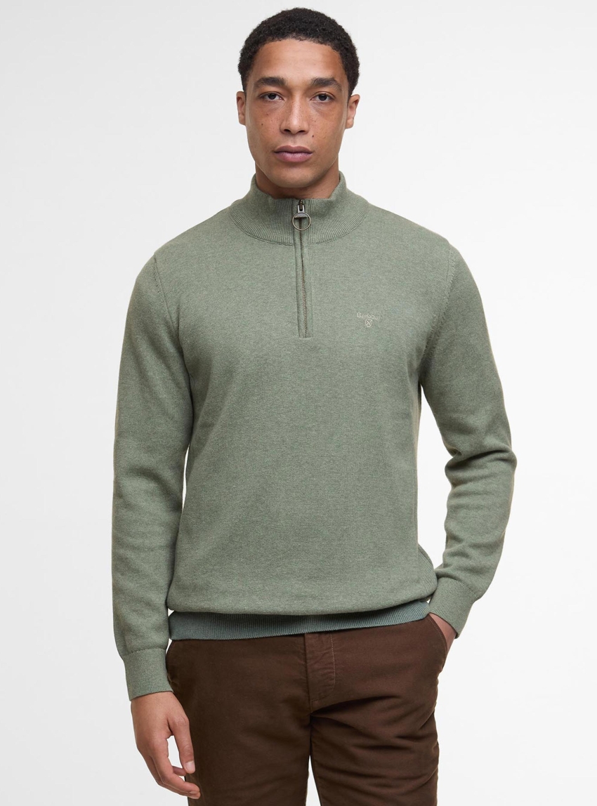Barbour Cotton Half-Zip Jumper - Light Green