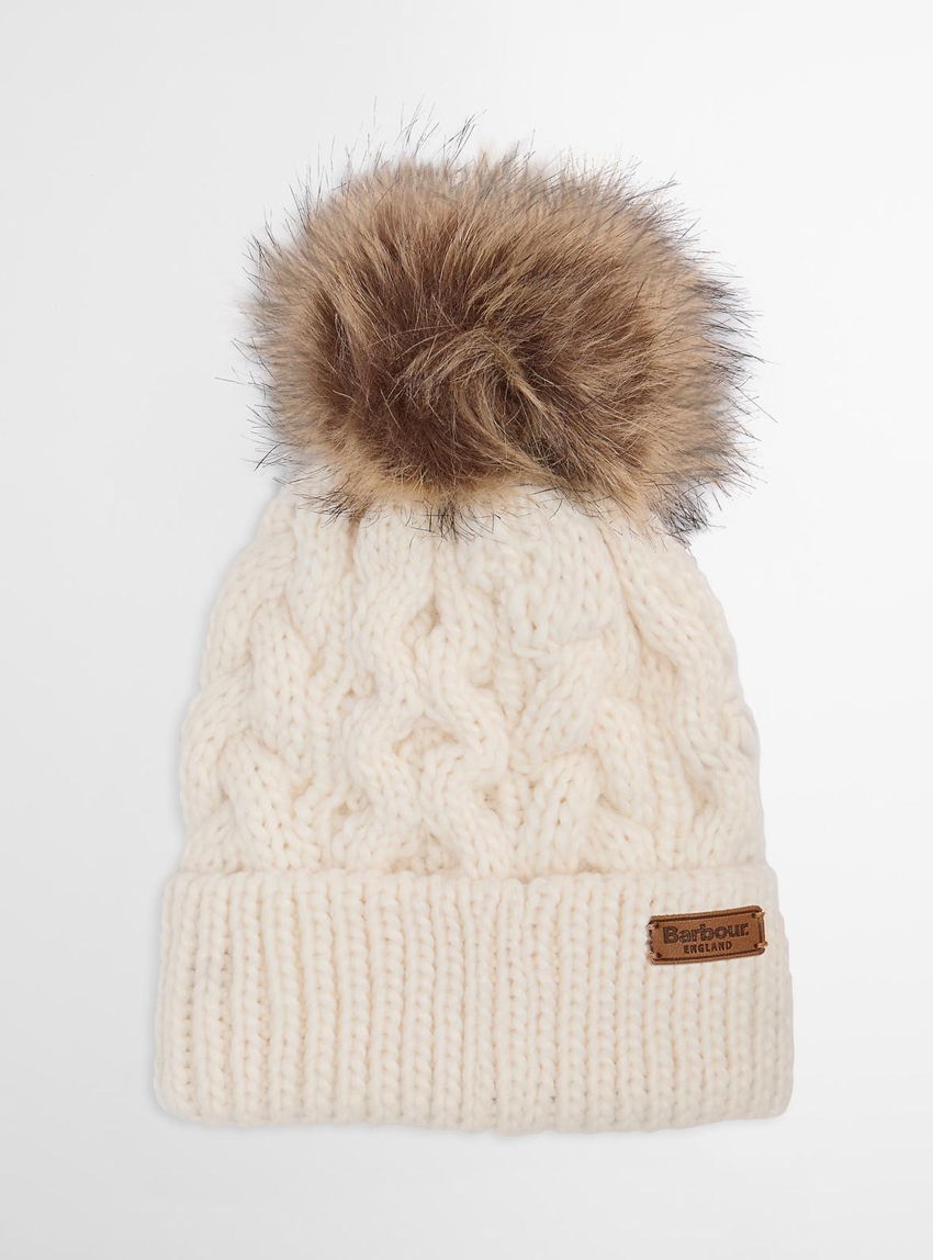 Barbour Penshaw Beanie & Scarf Gift Set - Ecru