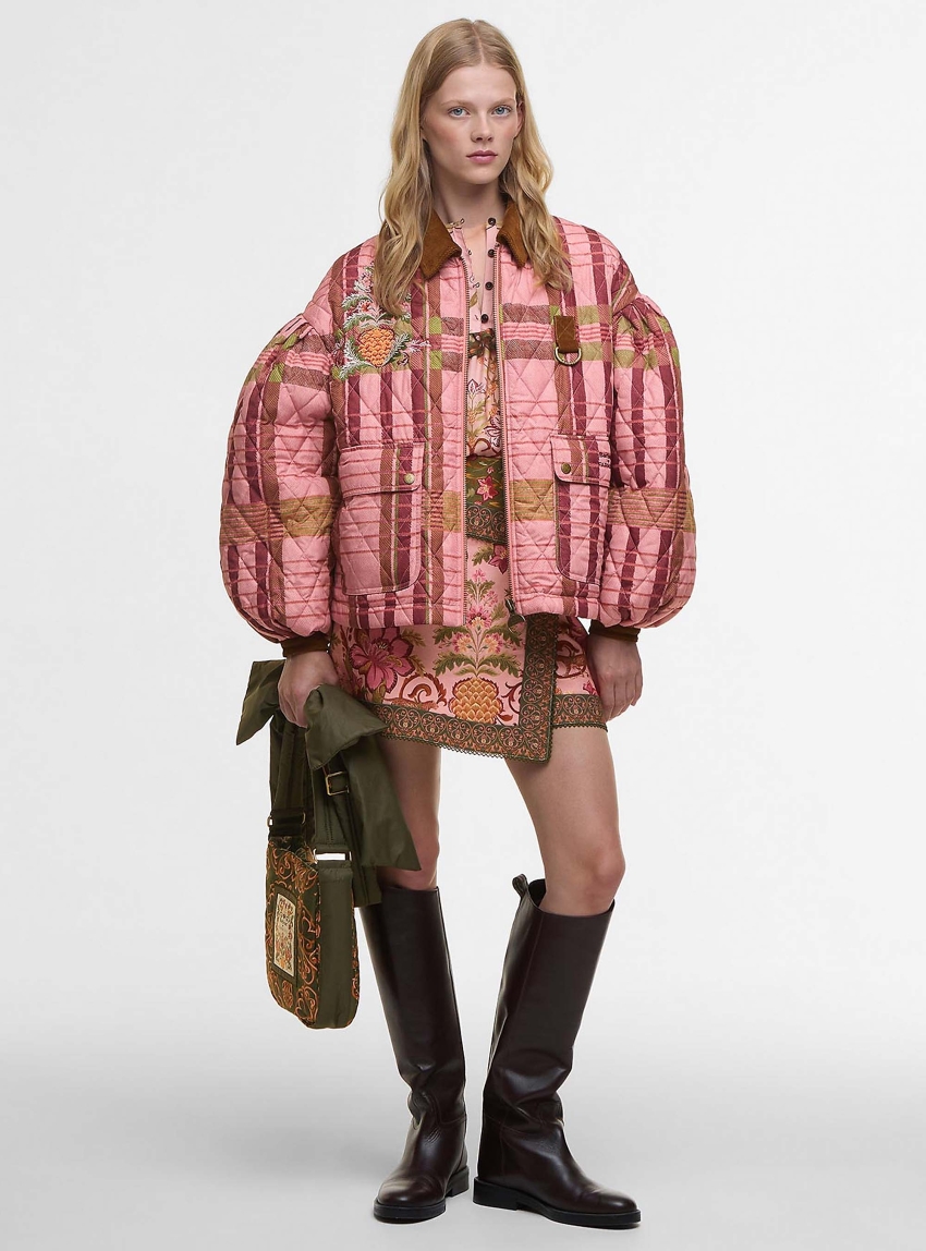 Barbour X Farm Rio Ana-Clara Quilted Jacket - Pink