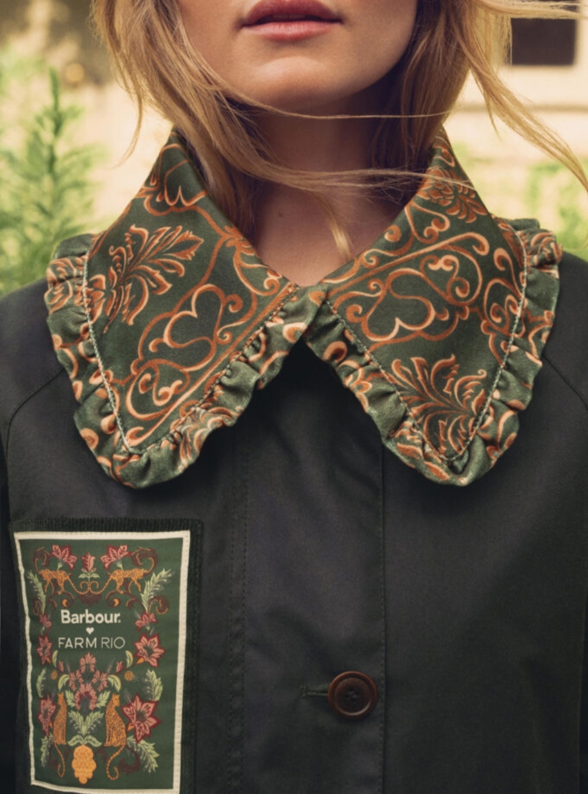 Barbour X Farm Rio Maria-Clara Wax Jacket - Light Olive