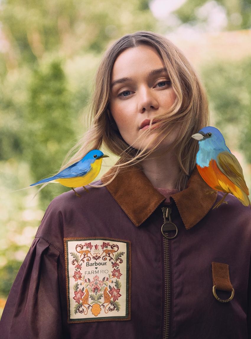 Barbour X Farm Rio Thais Wax Jacket - Bordeaux