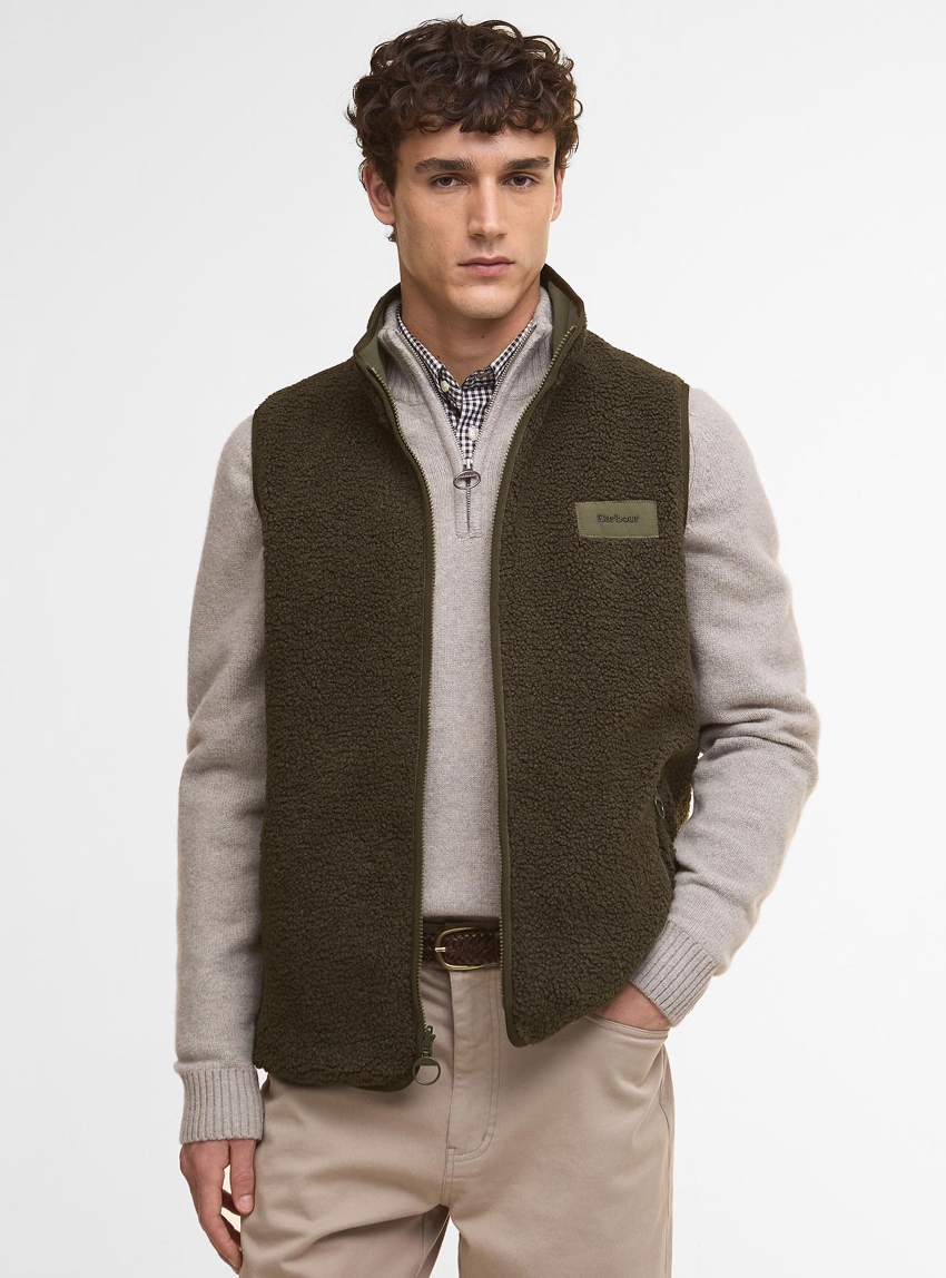 Barbour Reversible Fleece Gilet - Light Olive