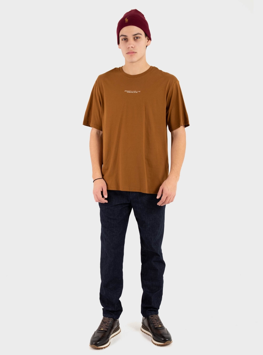 Jack & Jones Rikkie Loose Fit Crew Neck Tee - Rust Brown