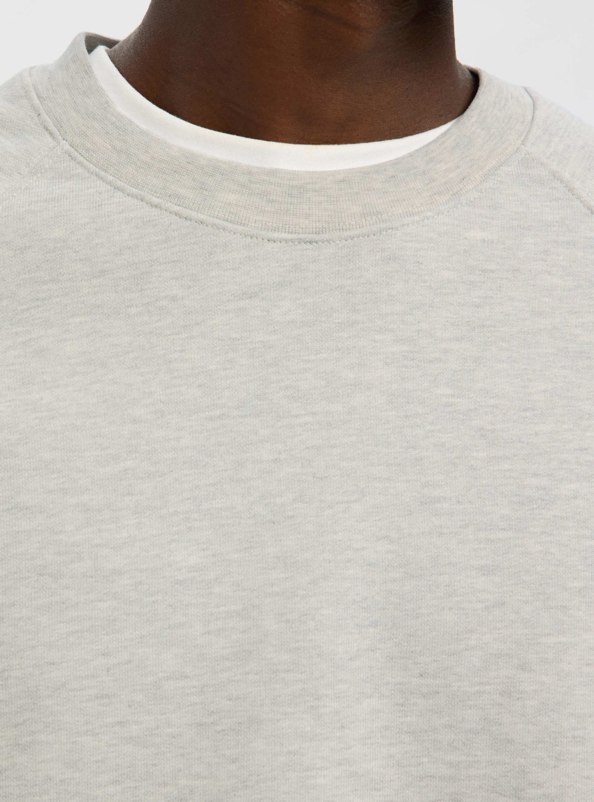 Selected Relaxaron Raglan Sweater - Light Grey Melange