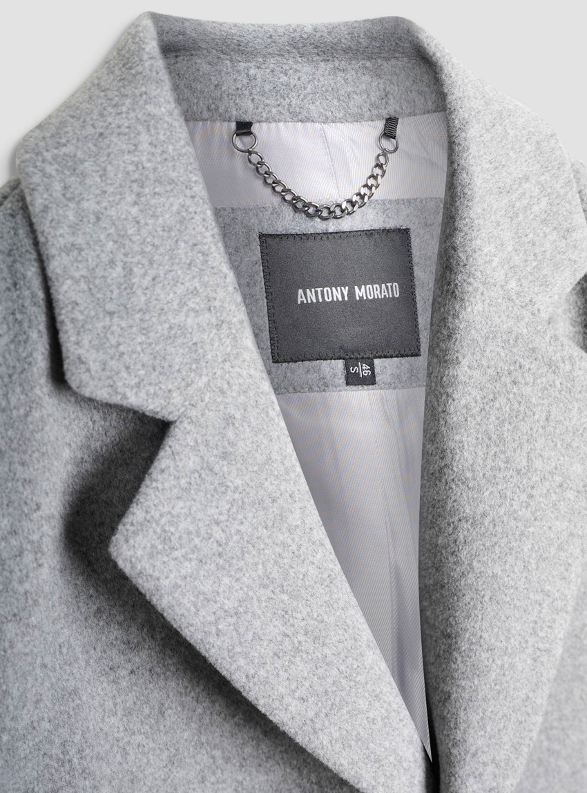 Antony Morato Mathias Regular Fit In Wool Viscose Blend Coat - Medium Grey Melange