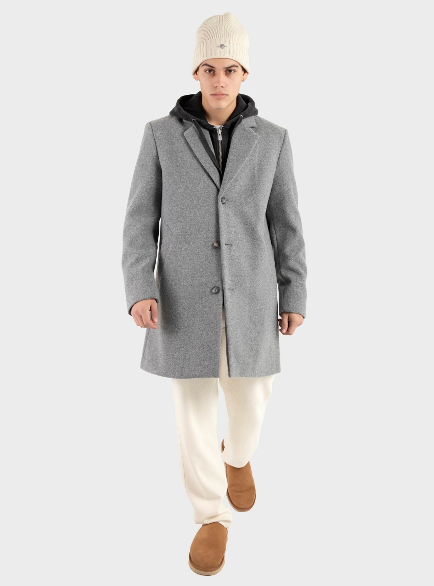 Antony Morato Mathias Regular Fit In Wool Viscose Blend Coat - Medium Grey Melange
