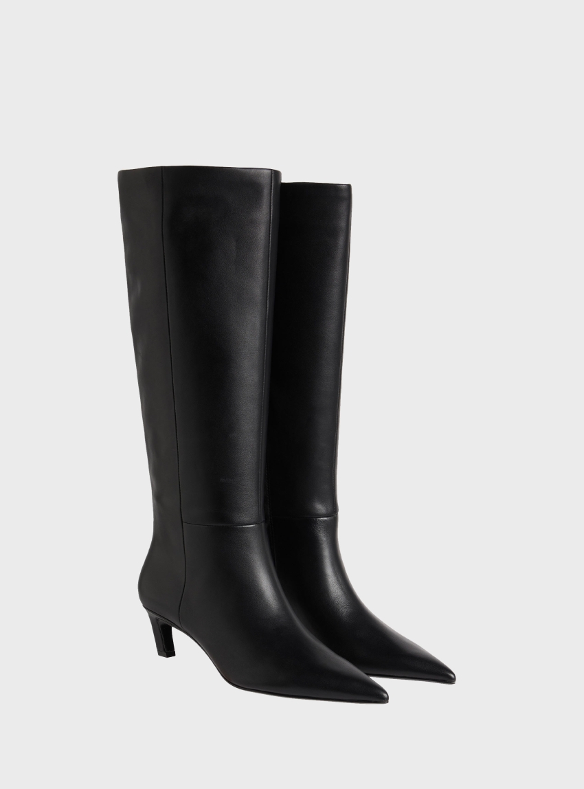 Calvin Klein KITTEN HEEL LONG BOOTS - Black
