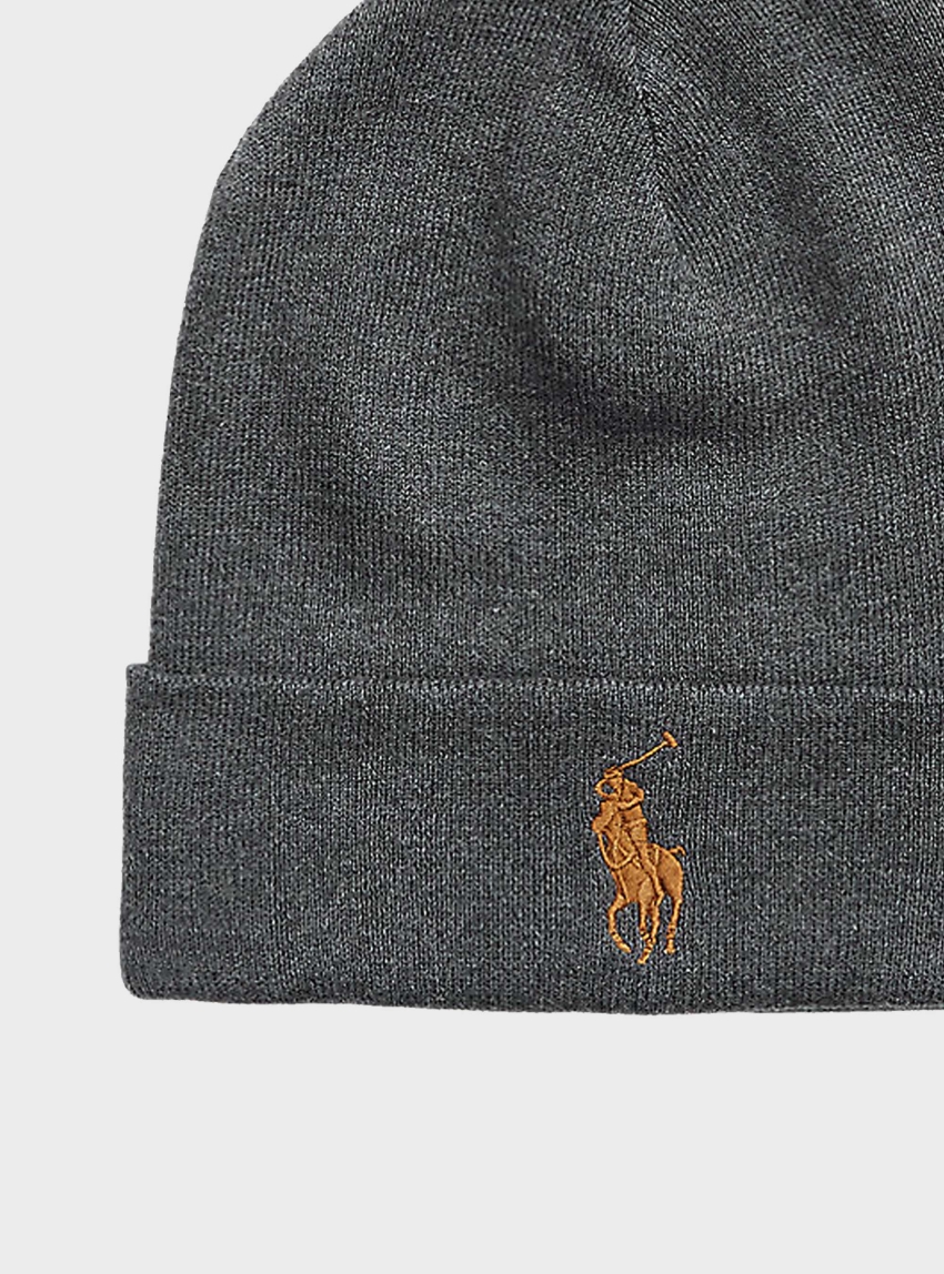 Polo Ralph Lauren Combed Cotton Beanie - Grey Melange
