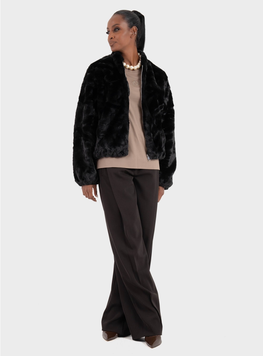 Vero Moda Sonjaliga Short Faux Fur Jacket - Black
