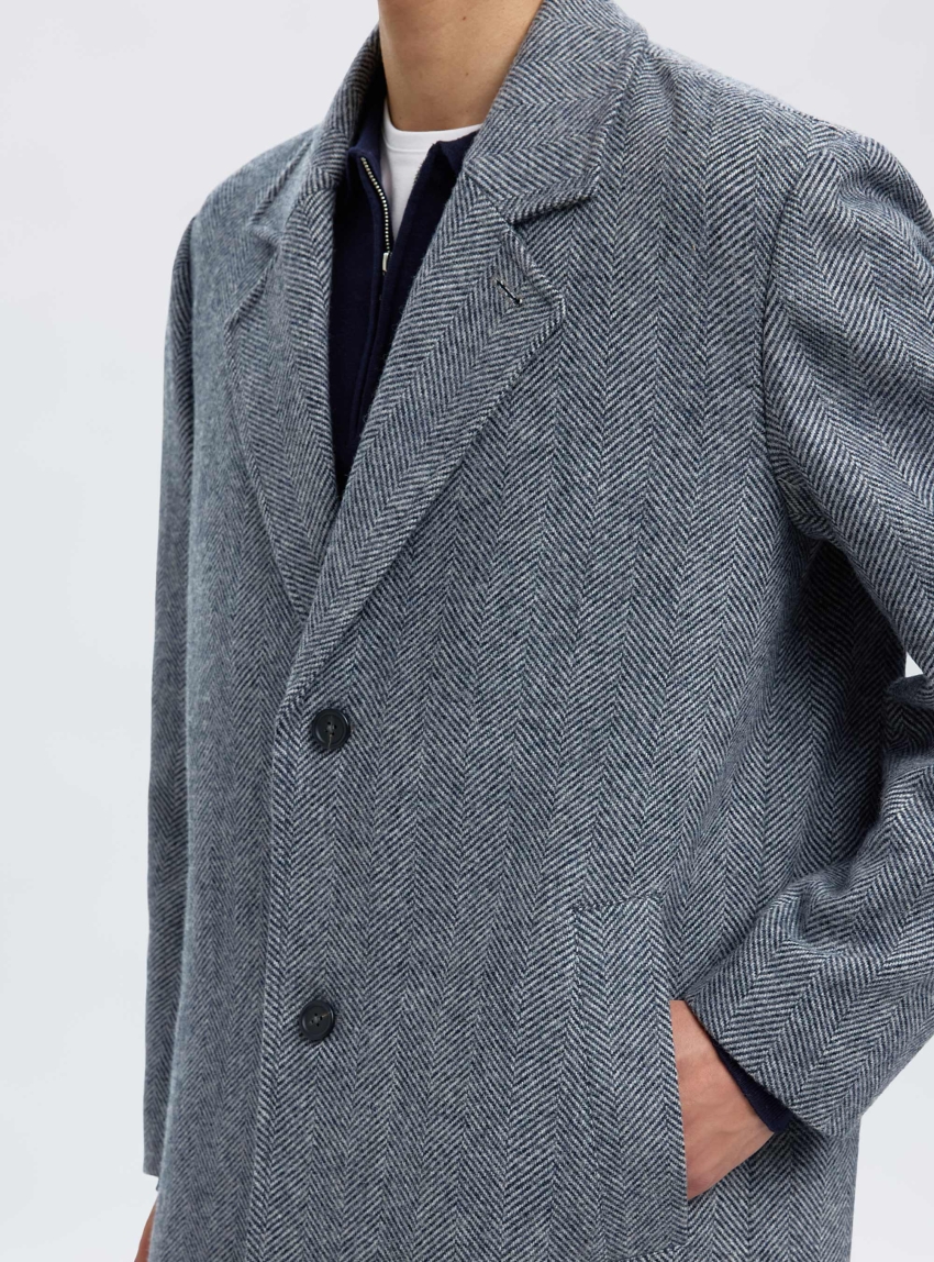 Selected Milos Wool Blend Relaxed Coat - Dark Grey