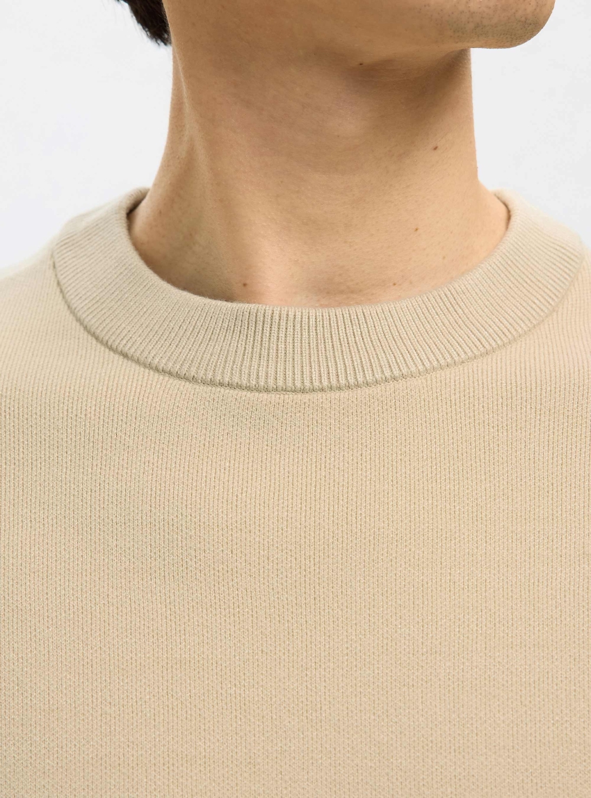 Selected Teller Relaxed Crew Neck Knit - Ecru
