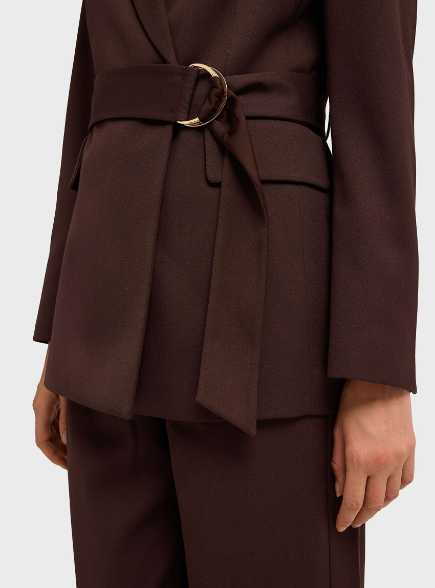 Motivi Double-breasted jacket with belt - Brown