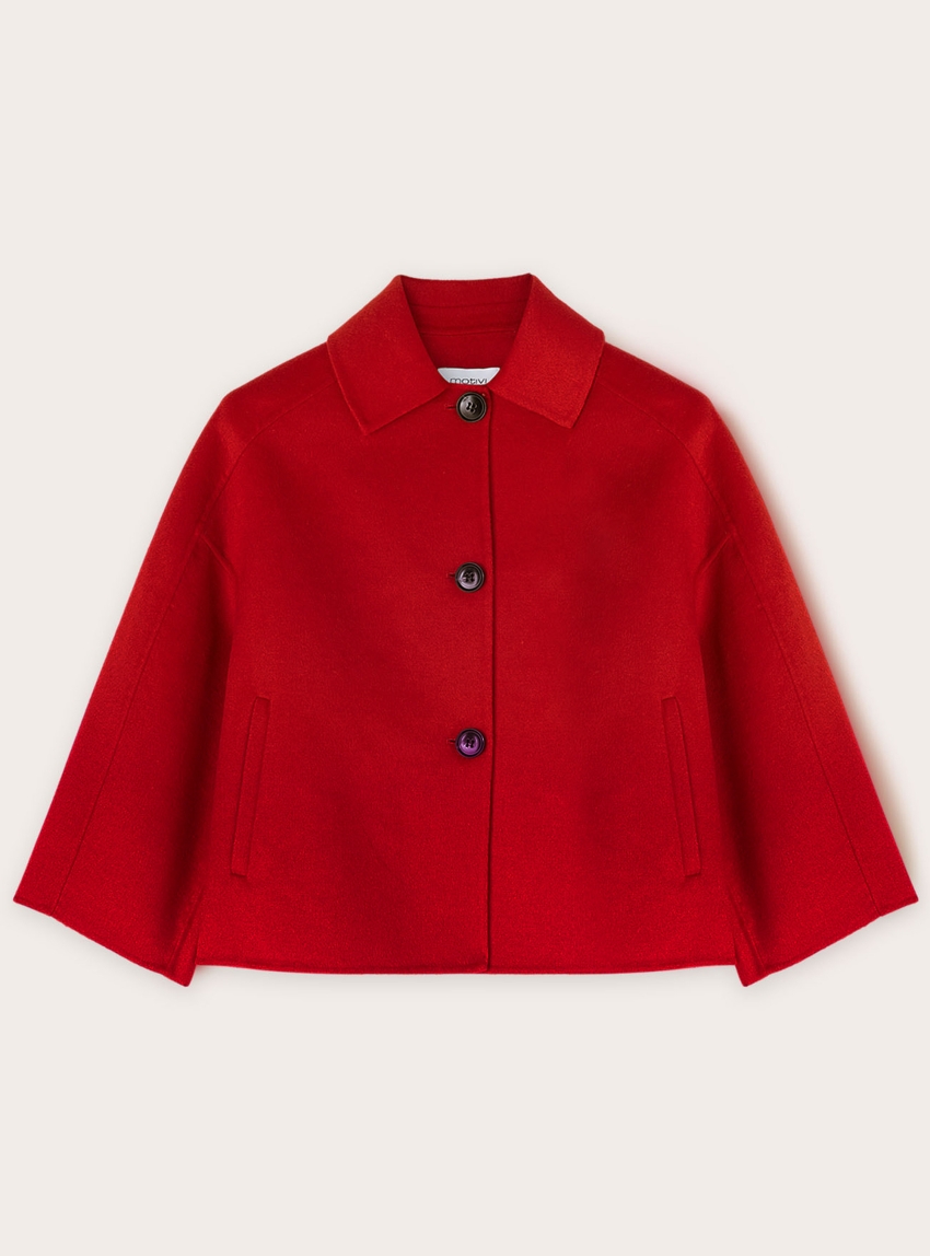 Motivi Short jacket in mixed wool fabric - Red