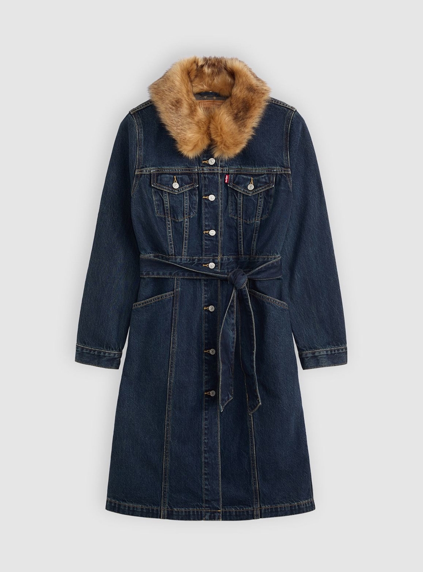 Levi's Longline Fur Trucker Jacket - Denim