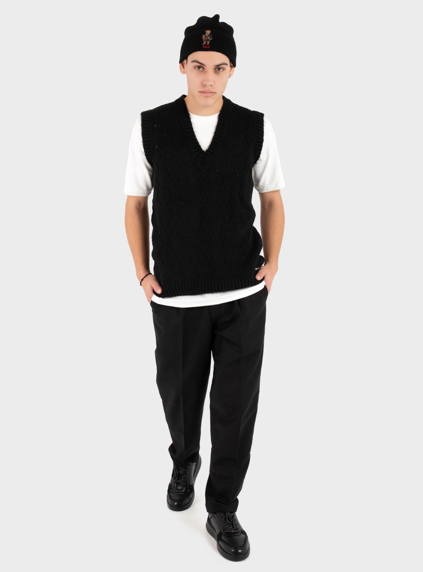 Gianni Lupo Knitted Vest - Black