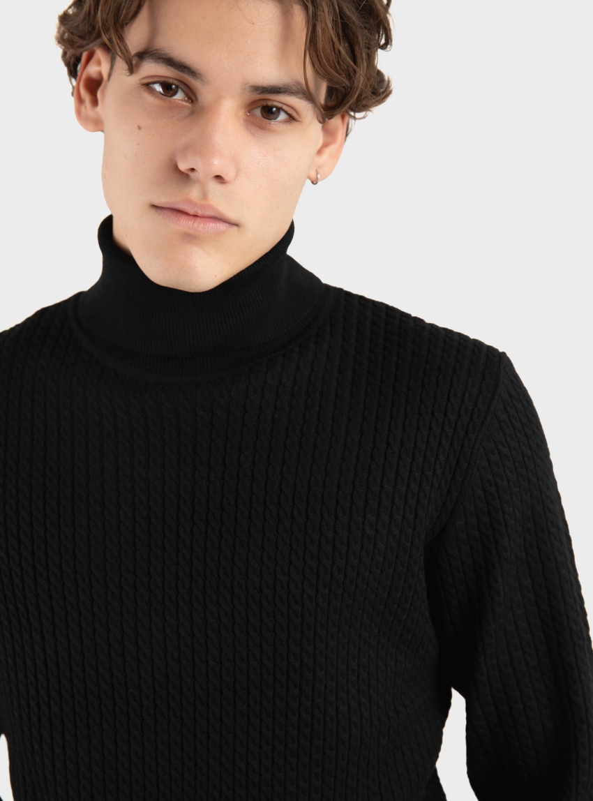 Gianni Lupo Rollneck Knit - Black