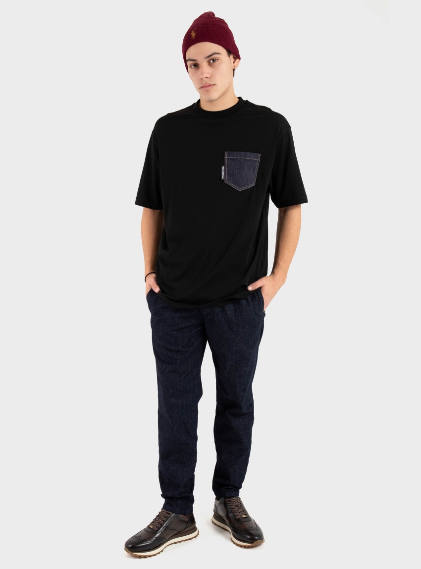 Karl Lagerfeld Denim Pocket T-Shirt - Black
