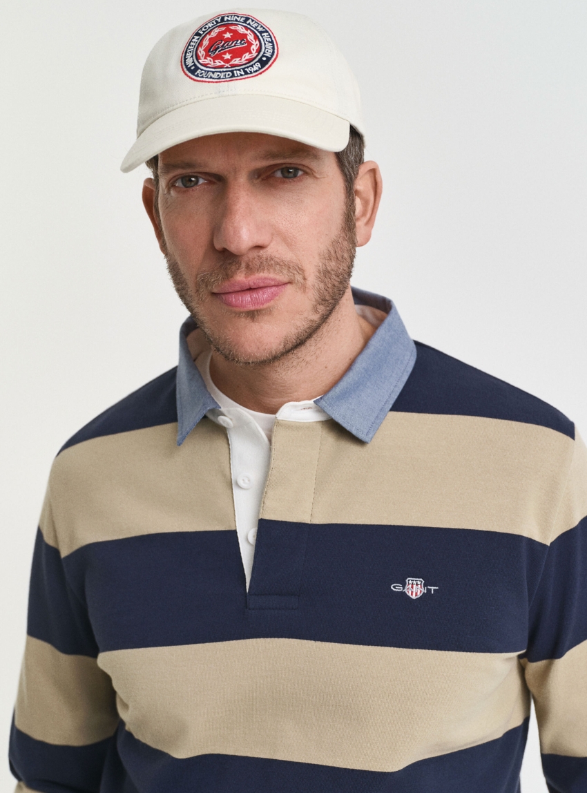 Gant Chambray Collar Striped Heavy Rugger - Beige