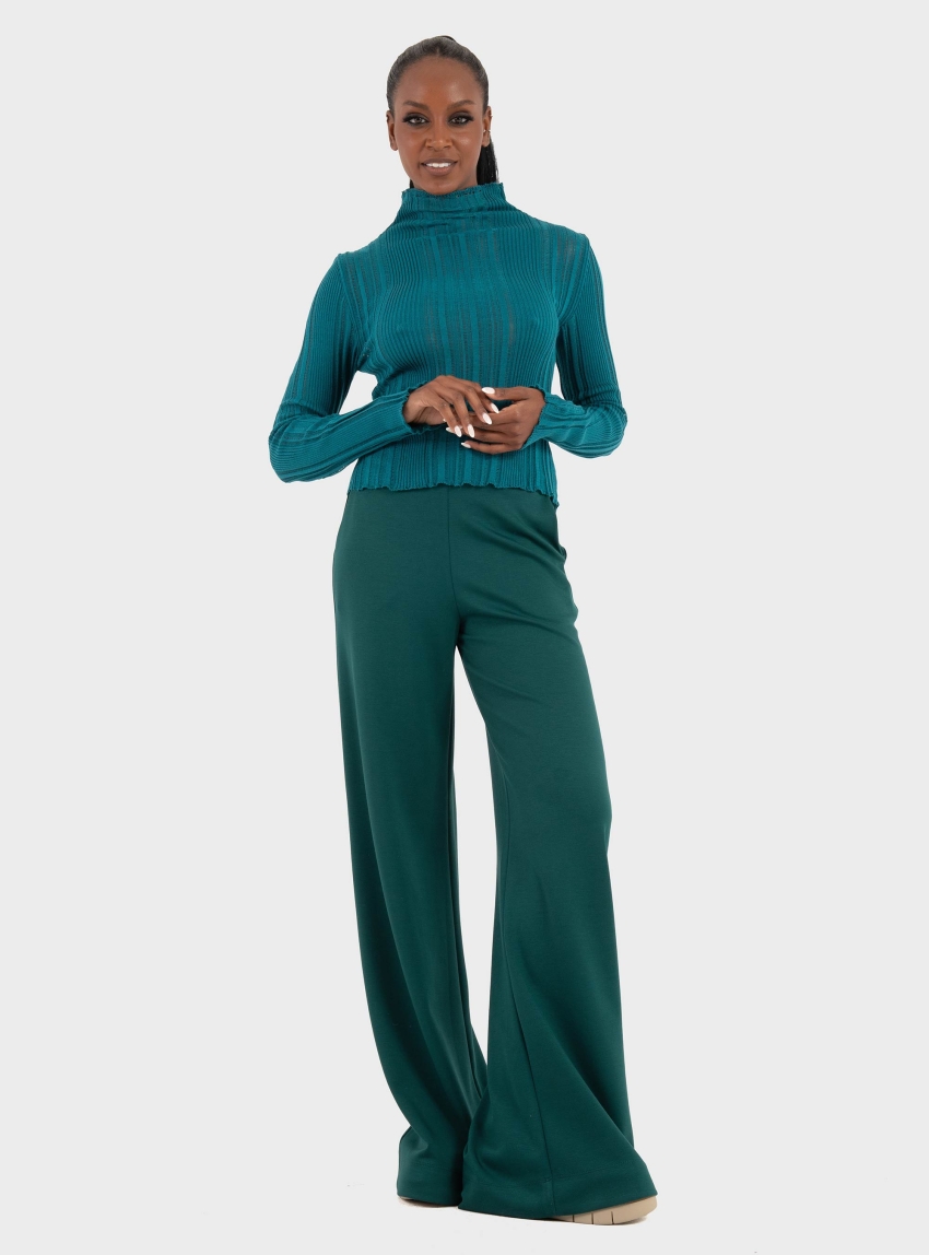 Ioanna Kourbela Knit Longsleeved Blouse with Hight-Neck – Winter Archetypes - Teal
