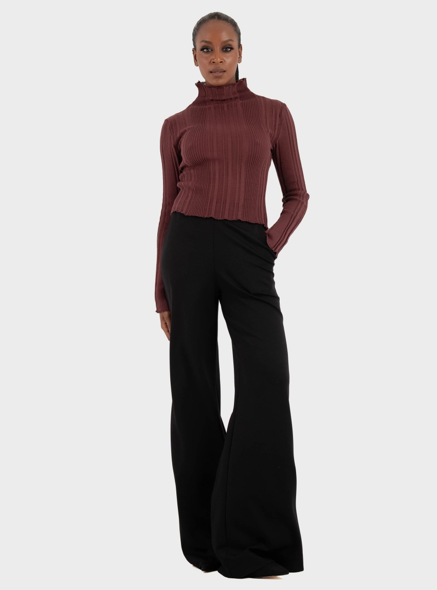Ioanna Kourbela Knit Longsleeved Blouse with Hight-Neck – Winter Archetypes - Bordeaux