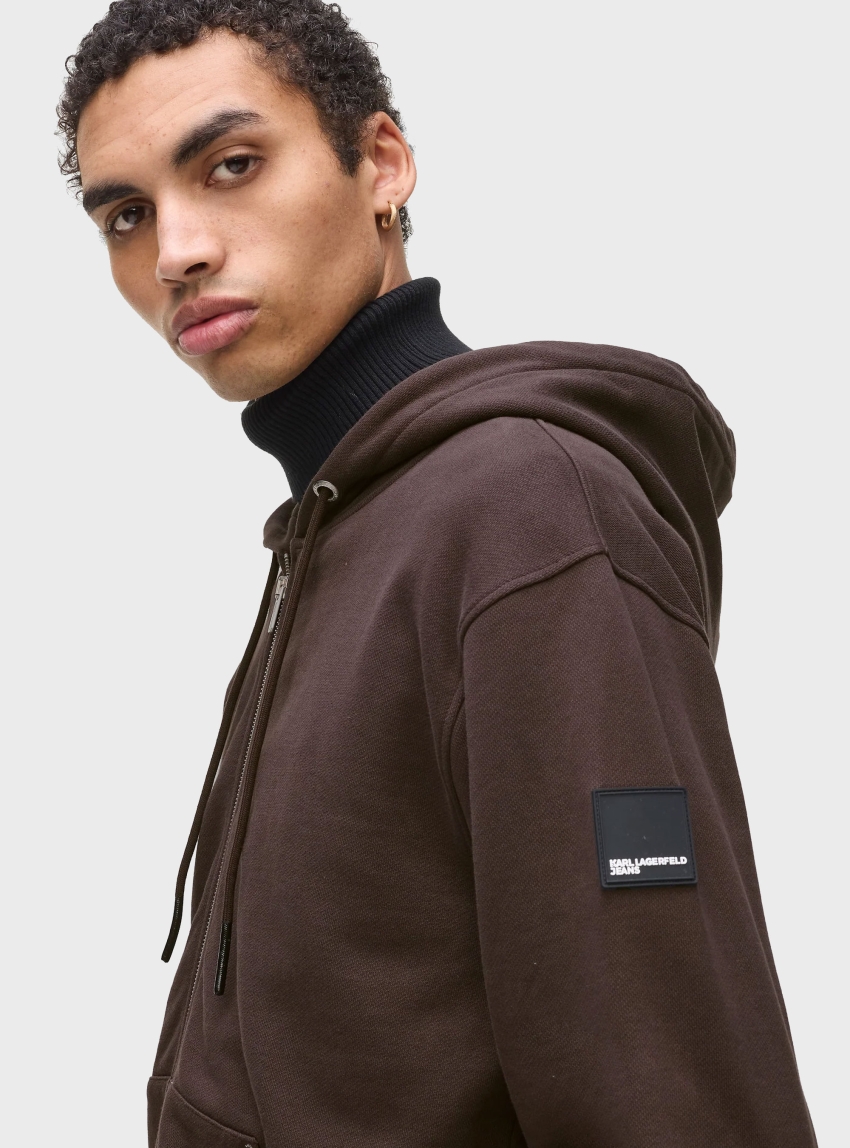 Karl Lagerfeld Jeans Zip-Up Hoodie - Brown