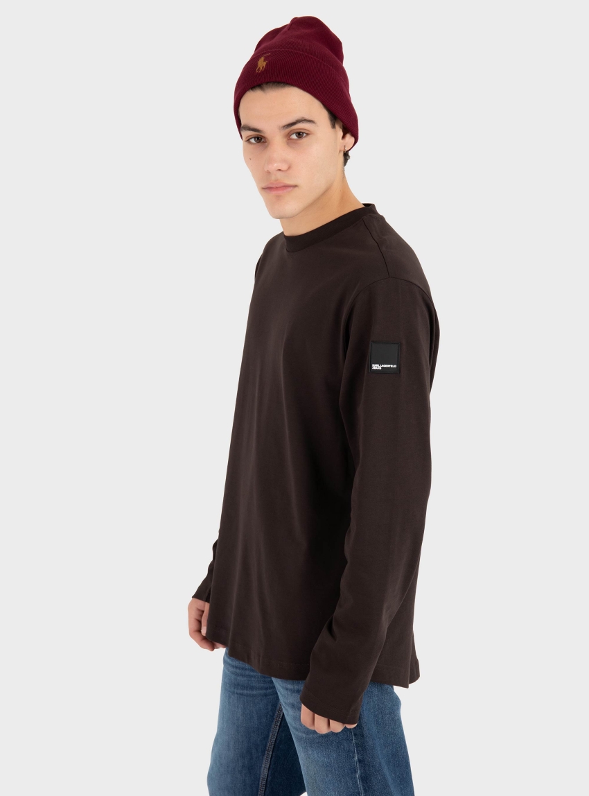 Karl Lagerfeld Jeans Reg Long Sleeve Curved Hem Tee - Brown